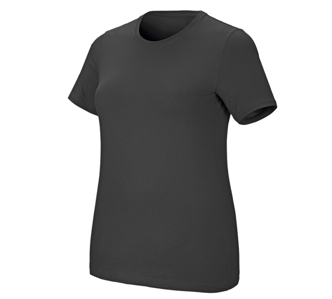 Hovedvisning, T-Shirts, e.s. T-shirt cotton stretch, damer, plus fit, antracit