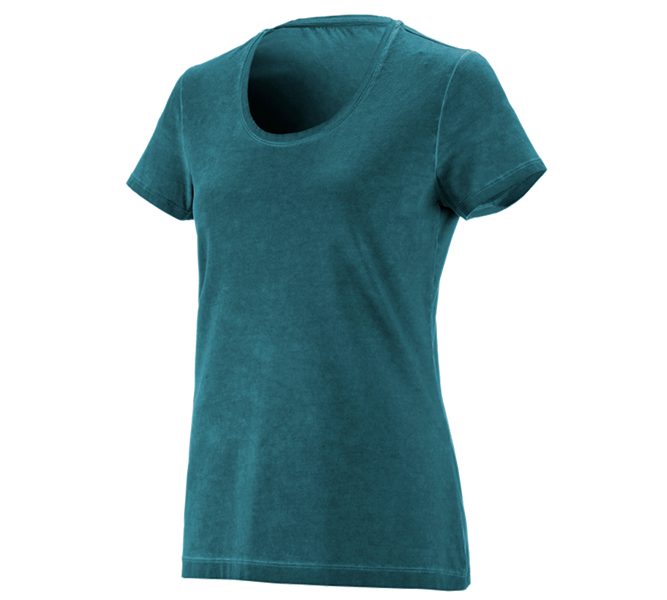 Main view, Topics, e.s. T-Shirt vintage cotton stretch, ladies', darkcyan vintage