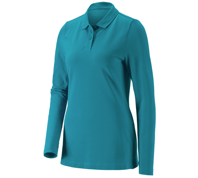 Hovedvisning, Overblik over e.s.kolletioner, e.s. Pique-Polo longsleeve cotton stretch,damer, ocean