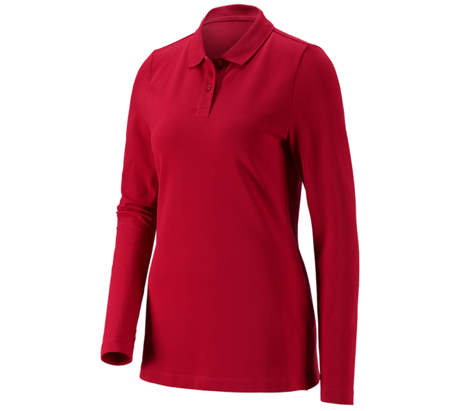 Main view, Polo-Shirts, e.s. Pique-Polo longsleeve cotton stretch,ladies', fiery red