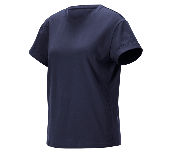 Hovedvisning, Basics, e.s. T-shirt cotton stretch rolled sleeve, damer, mørkeblå