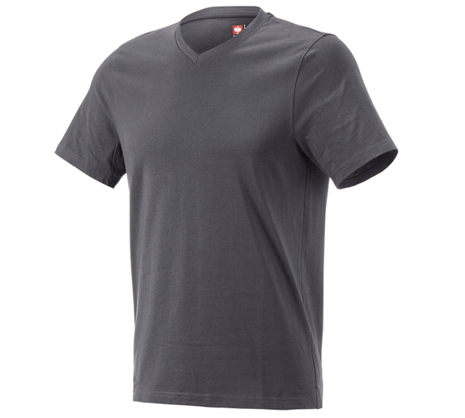 Main view, New Products, e.s. T-shirt cotton V-Neck, anthracite