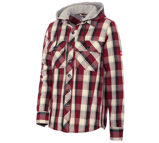 Main view, Shirts, Hooded shirt e.s.roughtough, ruby/black/nature