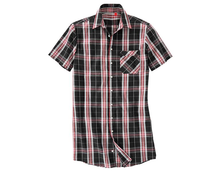 Hovedvisning, Skjorter, Kortærmet skjorte Lübeck, ekstra lang, sort/rød/hvid