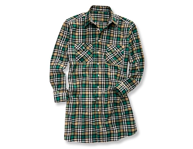 Main view, Gardening / Forestry / Farming, Cotton shirt Bergen, extra long, green/black/plaster