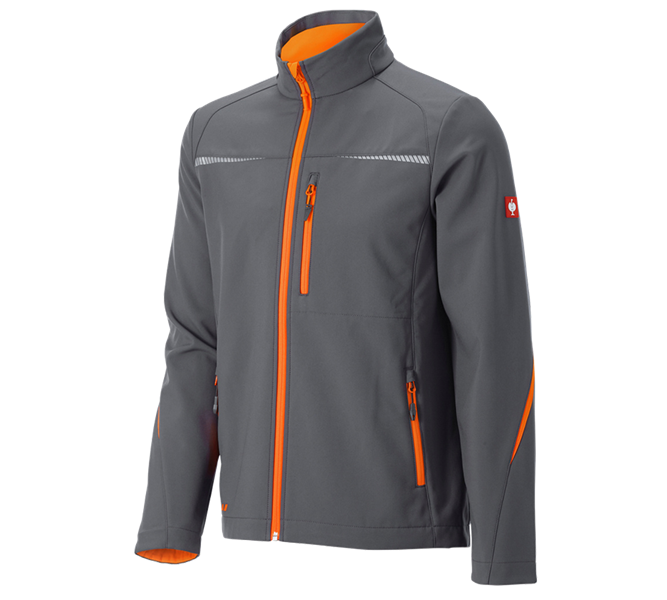 Main view, e.s.motion 2020 anthracite/high-vis orange, Softshell jacket e.s.motion 2020, anthracite/high-vis orange