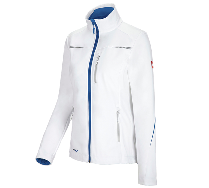 Main view, Women, Softshell jacket e.s.motion 2020, ladies', white/gentianblue