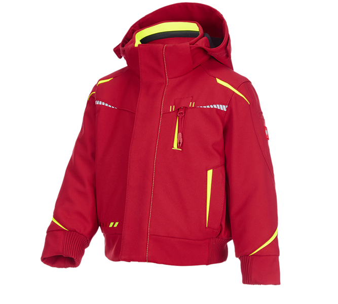 Hovedvisning, Jakker, Vinter softshelljakke e.s.motion 2020, børn, ildrød/advarselsgul