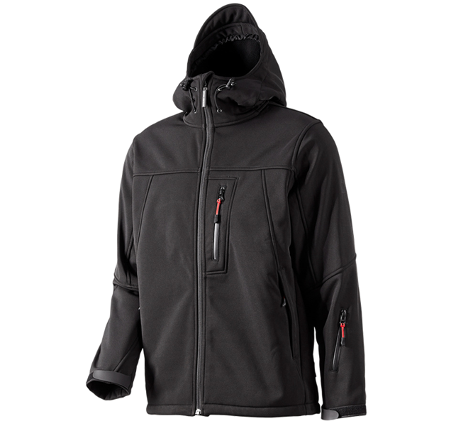 Main view, Clothing, Softshell hooded jacket Aspen, black