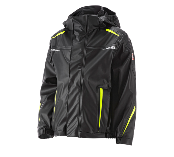 Main view, Jackets, Rain jacket e.s.motion 2020 superflex, children's, black/high-vis yellow/high-vis orange