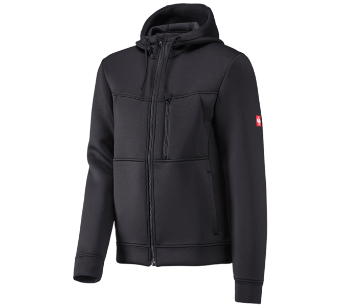 Main view, Clothing, Hooded jacket climafoam e.s.dynashield, black melange