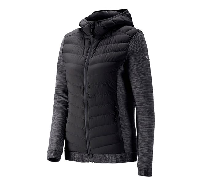 Main view, Overview of the e.s. collections, Hybrid hooded knitted jacket e.s.motion ten,ladies, oxidblack melange