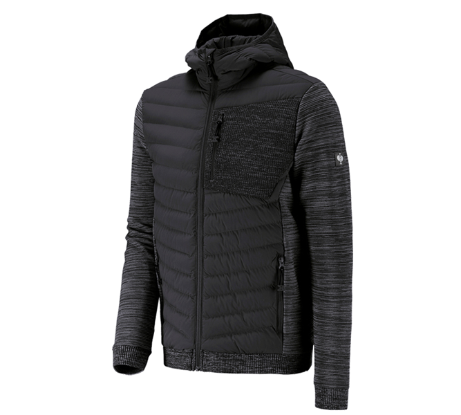 Main view, Clothing, Hybrid hooded knitted jacket e.s.motion ten, oxidblack melange