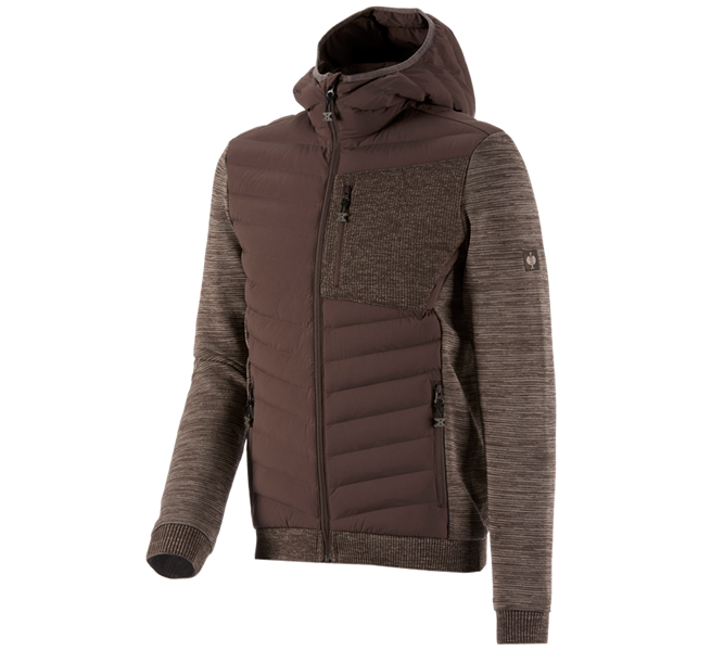 Main view, Work Jackets, Hybrid hooded knitted jacket e.s.motion ten, chestnut melange