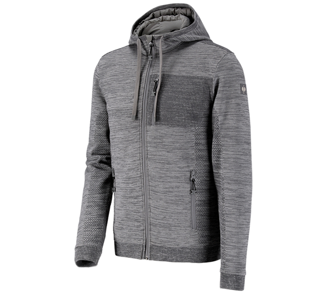 Main view, Clothing, Windbreaker hooded knitted jacket e.s.motion ten, granite melange