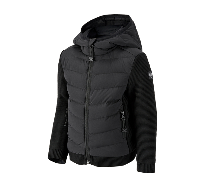 Main view, e.s.motion ten, Hybrid hooded knitted jacket e.s.motion ten,child., black