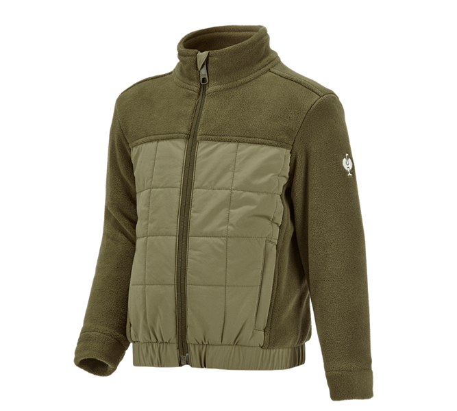 Main view, Jackets, Hybrid fleece jacket e.s.concrete, children's, mudgreen/stipagreen