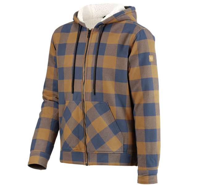 Main view, Search, Check-hooded jacket e.s.iconic, almondbrown/oxidblue