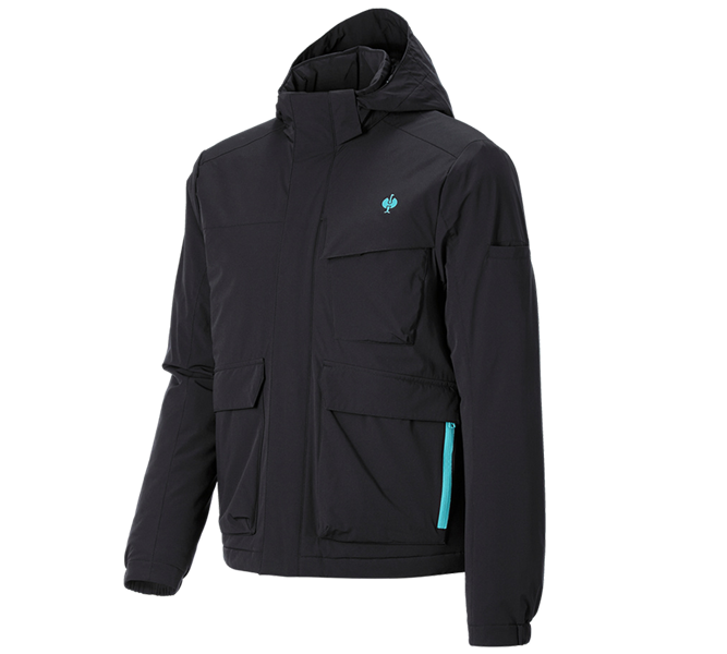 Main view, Clothing, Winter jacket e.s.trail, black/lapisturquoise