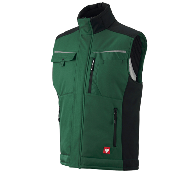 Main view, Work Body Warmer, Softshell bodywarmer e.s.motion, green/black