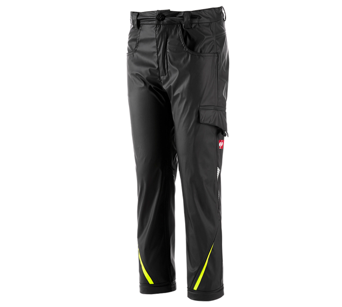 Main view, Clothing, Rain trousers e.s.motion 2020 superflex,children's, black/high-vis yellow/high-vis orange