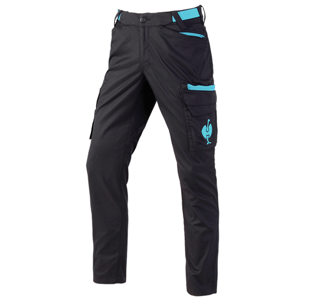 Main view, Clothing, Cargo trousers e.s.trail, black/lapisturquoise