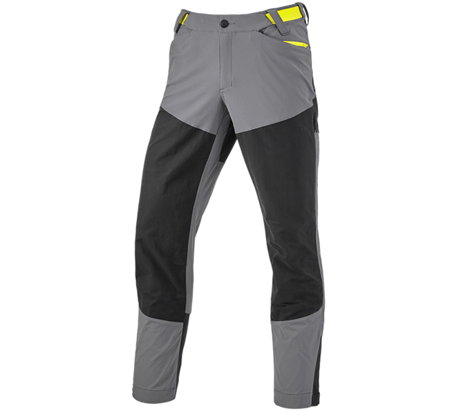 Main view, e.s.trail, Hybrid functional trousers e.s.trail, basaltgrey/acid yellow