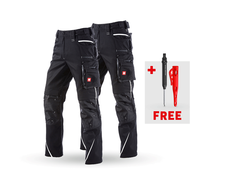 Main view, Combo-Sets, SET: 2x Trousers e.s.motion 2020, black/platinum