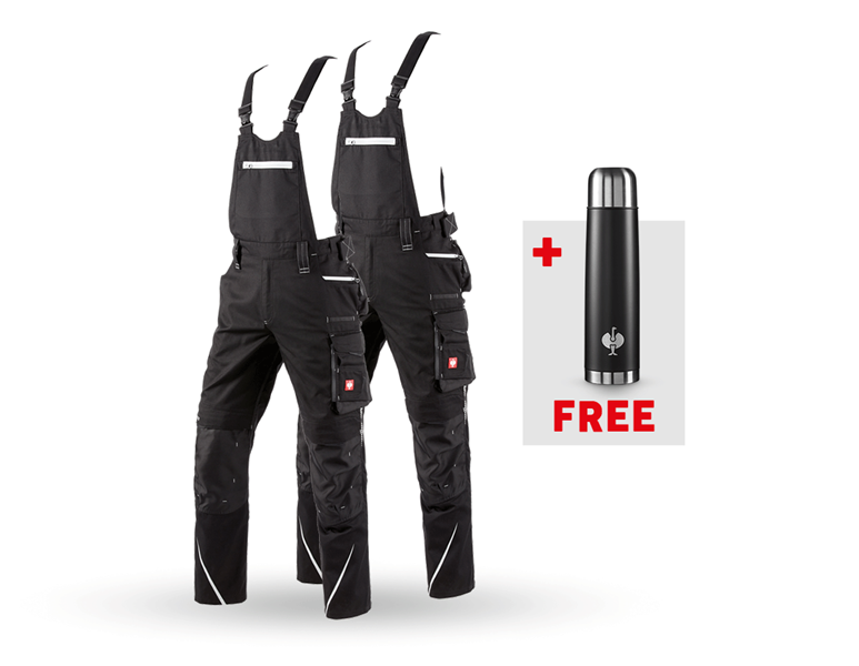 Main view, Clothing sets, SET: 2x Bib & brace e.s.motion 2020, black/platinum