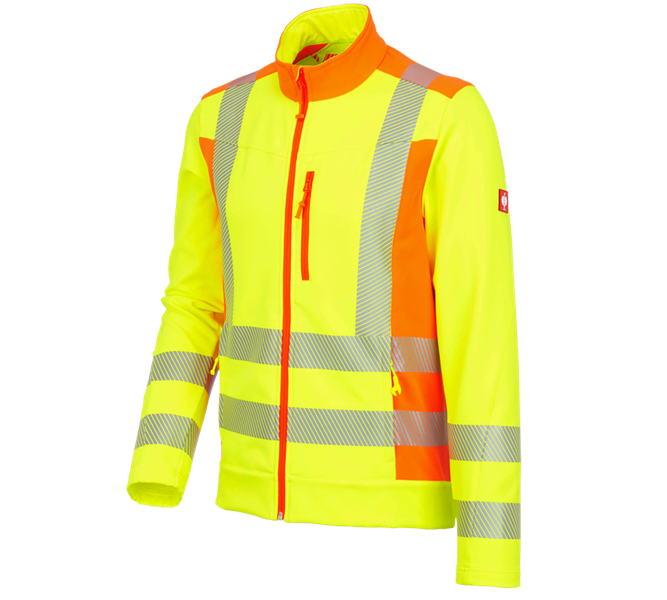 Main view, Clothing, High-vis softshell jacket softl. e.s.motion 2020, high-vis yellow/high-vis orange