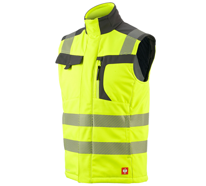 Main view, High-vis clothing, High-vis softshell bodywarmer e.s.motion, high-vis yellow/anthracite