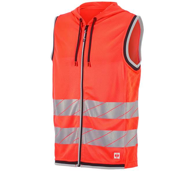 Main view, e.s.ambition, High-vis functional bodywarmer e.s.ambition, high-vis red/black