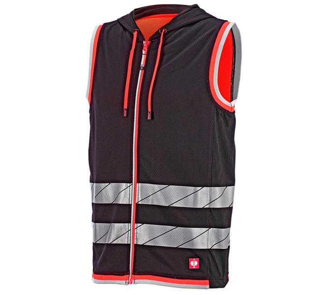 Main view, e.s.ambition, Reflex functional bodywarmer e.s.ambition, black/high-vis red