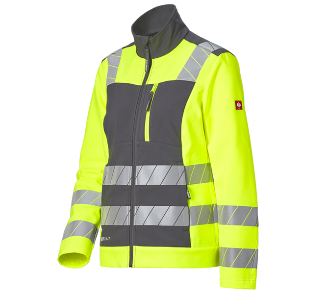 Main view, Topics, High-vis softshell jacket e.s.motion 24/7, ladies', anthracite/high-vis yellow