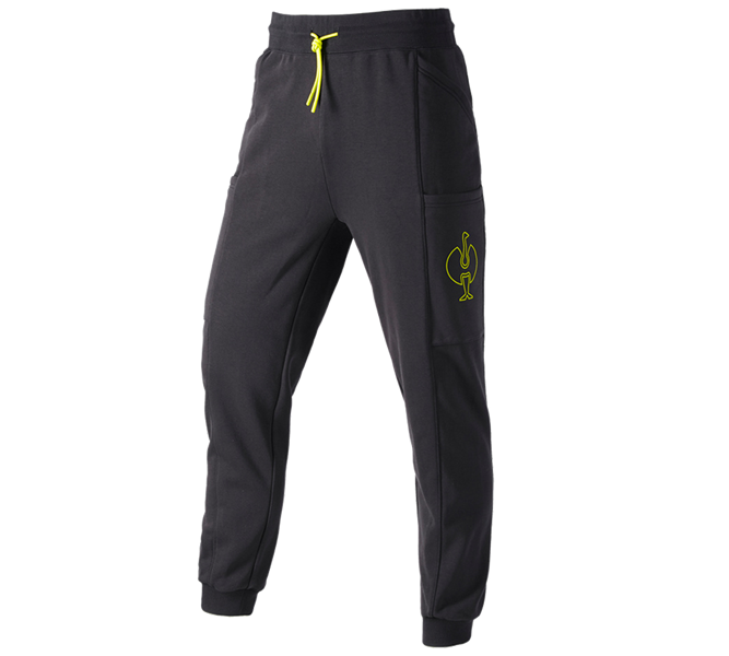 Main view, e.s.trail, Sweat pants e.s.trail, black/acid yellow