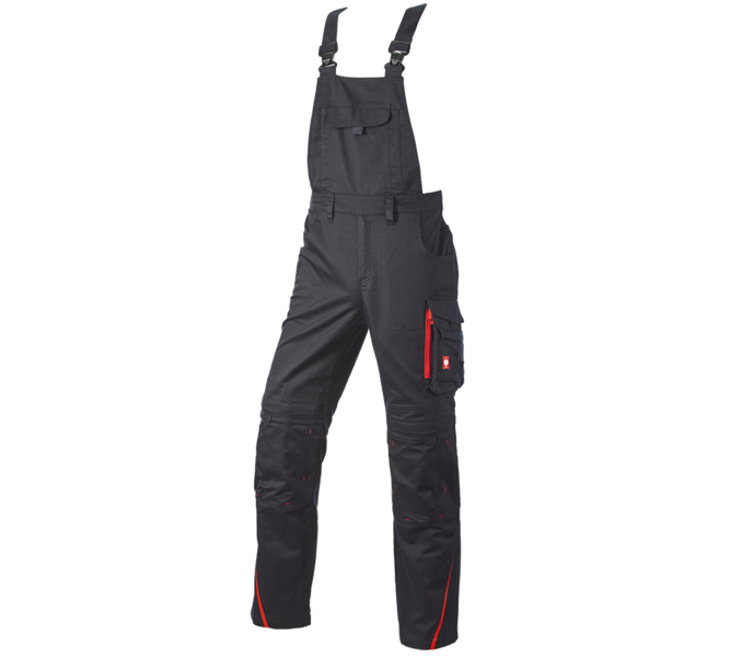 Main view, Clothing, Bib & brace e.s.motion DIY, black/straussred