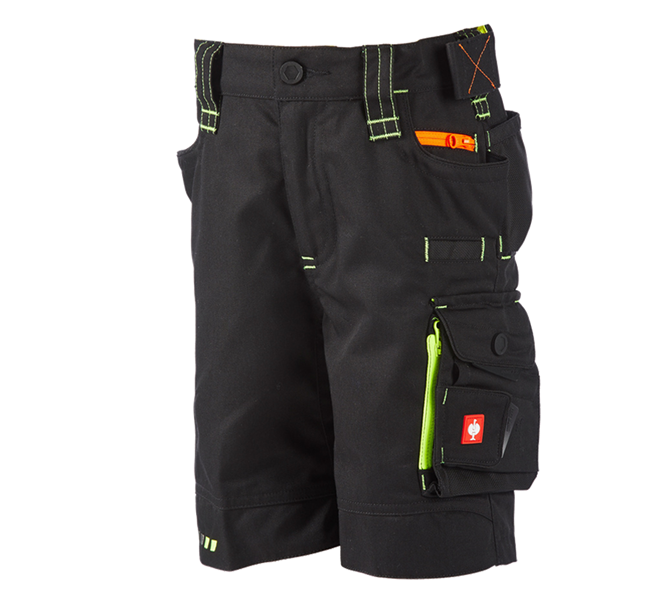 Main view, Clothing, Shorts e.s.motion 2020, children's, black/high-vis yellow/high-vis orange