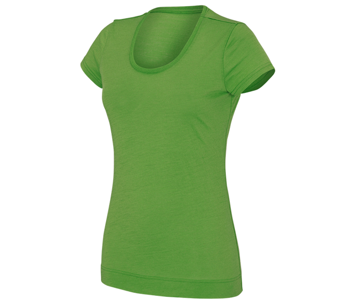 Main view, Topics, e.s. T-shirt Merino light, ladies', seagreen