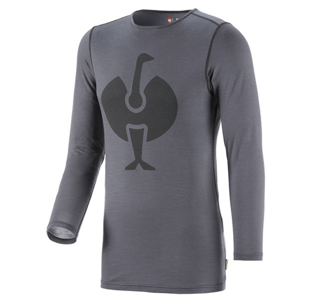 Main view, Clothing, e.s. Long sleeve Merino, men's, cement/graphite