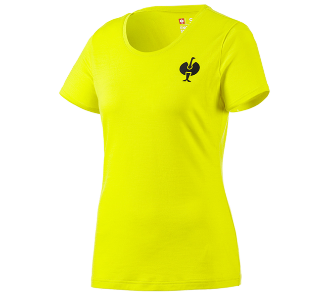 Main view, Clothing, T-Shirt Merino e.s.trail, ladies', acid yellow/black