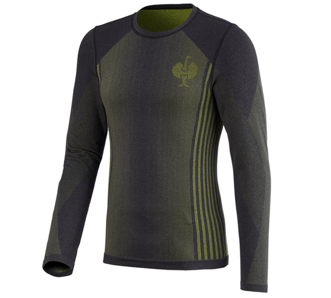 Hovedvisning, e.s.trail, Funktions-longsleeve e.s.trail seamless - warm, sort/syregul