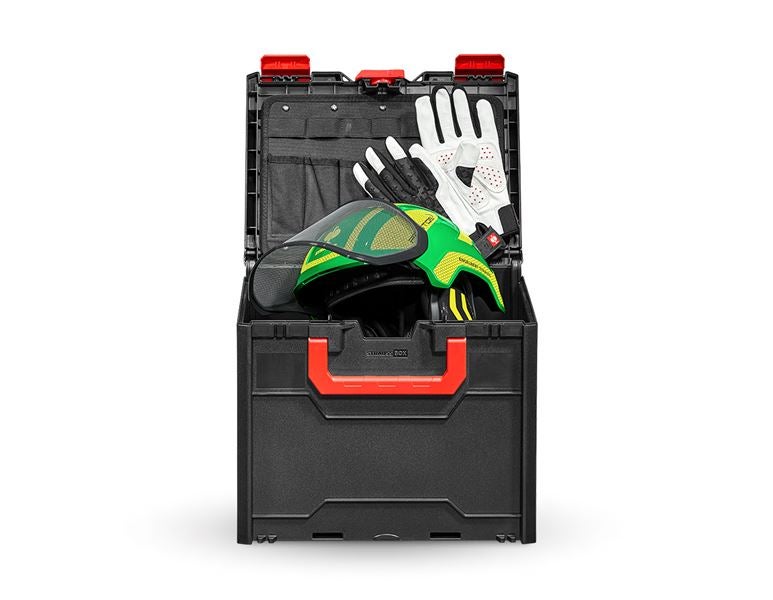 Main view, SALE, SET: Forestry helmet Protos + STRAUSSbox 340 midi, green/high-vis yellow