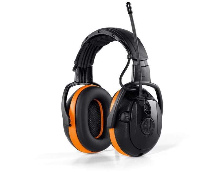 Hovedvisning, Høreværn, e.s. kapselhøreværn med radio 2HR, orange