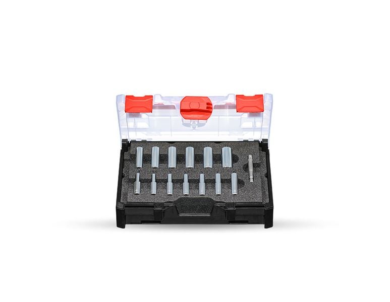 Main view, Driver socket case, Socket wrench set 1/4 long in STRAUSSbox mini