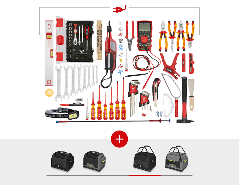 Main view, Combo-Sets, Tool set Electro Profi incl. STRAUSSbox, black