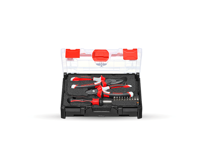 Main view, Manual tools, Power pliers set in STRAUSSbox mini