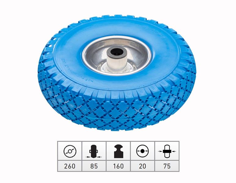 Main view, Transport rolls, Spare polyurethane wheel with steel wheel rim