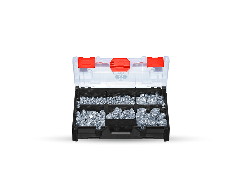 Main view, Assortment of nuts, Cap nuts assortment DIN 1587 in STRAUSSbox mini
