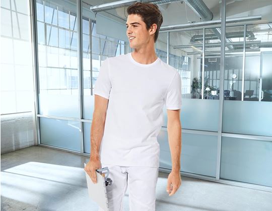 Visning 1, e.s. T-shirt cotton stretch, slim fit, hvid