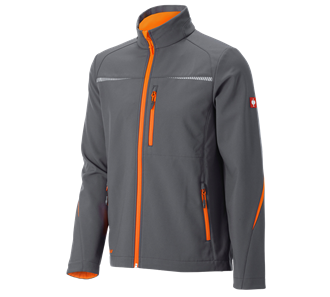 Hovedvisning, Softshell&shy;jakke e.s.​motion 2020, antracit/advarselsorange